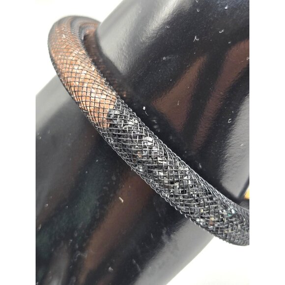 Swarovski Stardust Deluxe Bracelet Black Mesh Crystals Signed Magnetic Clasp - Picture 6 of 6